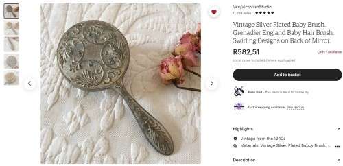 VINTAGE : Baby`s first brush and comb set - Silver Tone