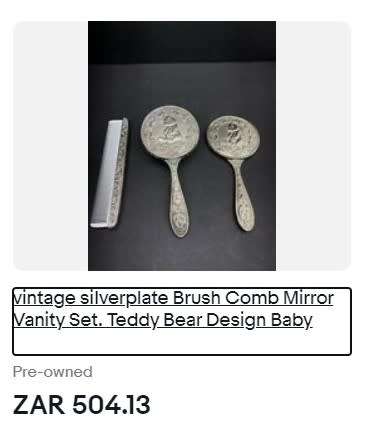 VINTAGE : Baby`s first brush and comb set - Silver Tone