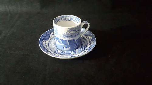 Italian Blue Spode Coffee Cup Duo