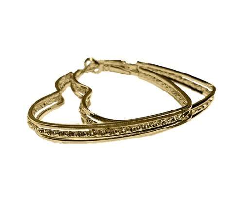 Heart Fashion Gold Plated Hoop Earrings (Approx. 4.5cm Size)