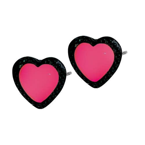 Small 1cm x 1.5cm Heart Shaped Fashion Earrings - Pink