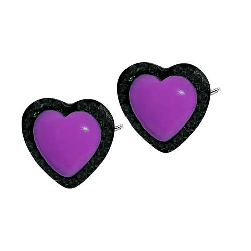 Small 1cm x 1.5cm Heart Shaped Fashion Earrings - Purple