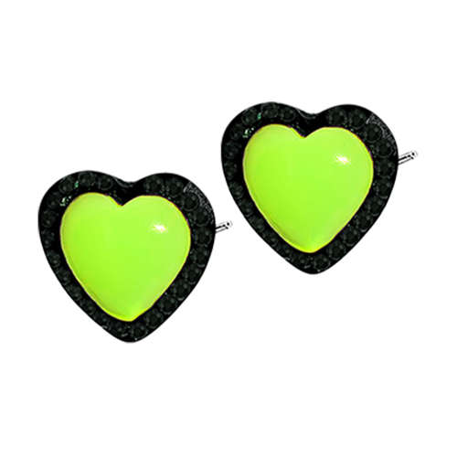 Small 1cm x 1.5cm Heart Shaped Fashion Earrings - Yellow