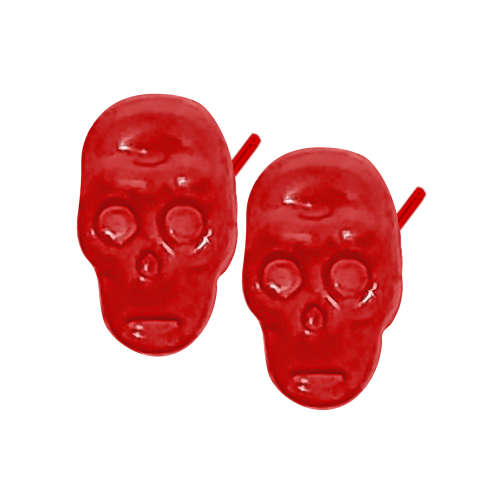 Small Plastic Skull Earrings - Red