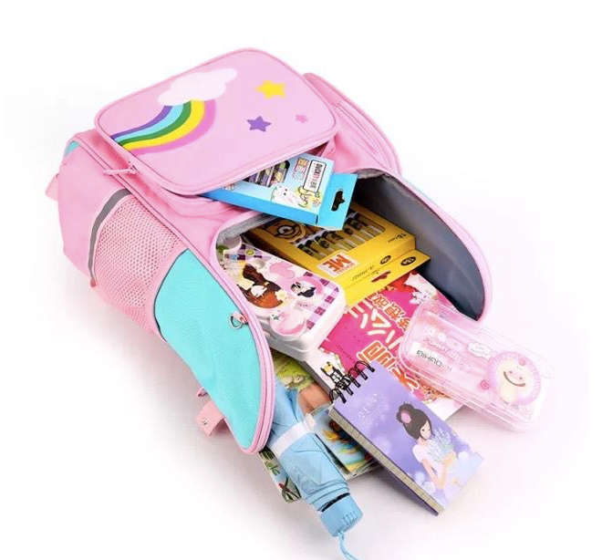 Children Trolley Backpack Cute 3D Cartoon Unicorn Wheeled School Bags - Pink
