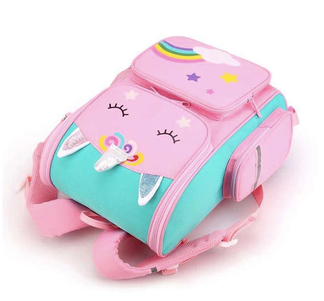 Children Trolley Backpack Cute 3D Cartoon Unicorn Wheeled School Bags - Pink