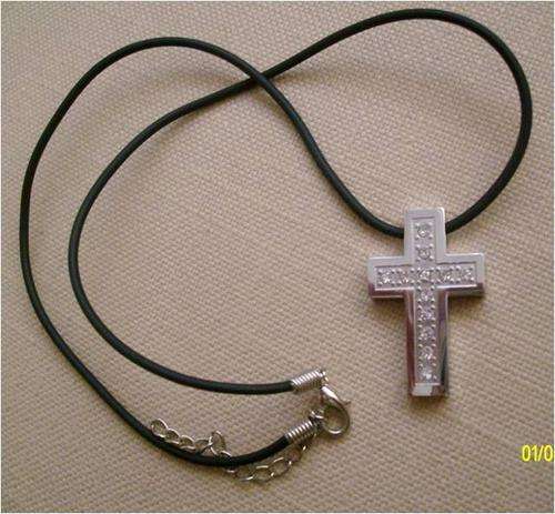 cross, pendant and necklace  with simulated diamonds,stainless steel
