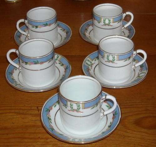 Royal Albert Crown China "Orient" 1930's Demitasse Cups and Saucers