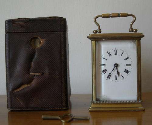 FRENCH BRASS CARRIAGE CLOCK IN  ORIGINAL CASE