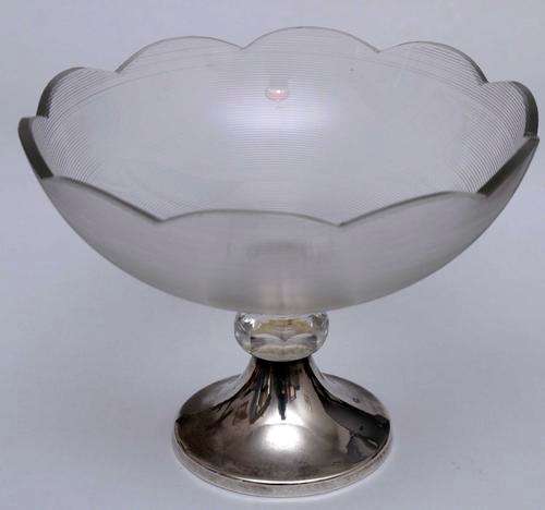 A Glass Sweet Dish with Hallmarked Silver Base