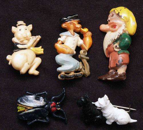 Collection of Vintage Celluloid Brooches