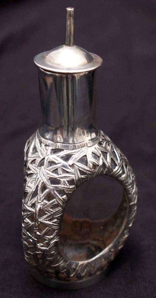 Stunning Chinese Silver Overlaid Sauce Bottle - Signed by Wai Kee!