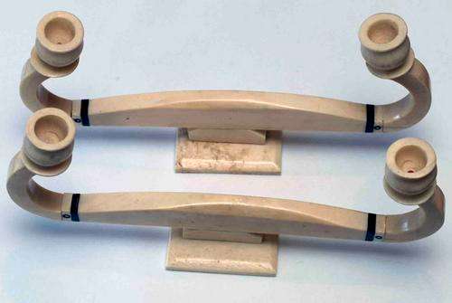 Pair of super solid IVORY Art Nouveau Candlesticks