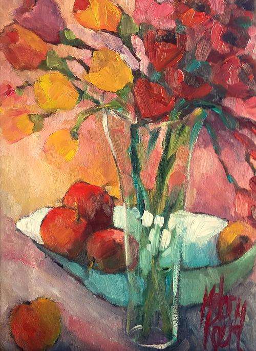 Tulips in Glass & Apples in Porcelain! 240x340 mm Melany Koen