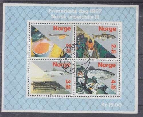 NORWAY ++ 1987 ++ "ATLANTIC SALMON FARMING" ++ MIN SHEET ++ C/V R130. ++ SG MS 1012