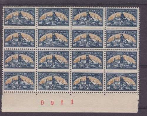 1948 ++ "GOLD MINES" - REDUCED SIZE ++ SHEET NO BLOCK OF 16 - SEE BELOW ++ MNH ++ SACC 123