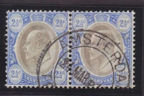 1906 ++ KE VII ++ 2 1/2d BLACK & BLUE ++ PAIR FU - "AMSTERDAM" - SEE BELOW ++ C/V R360 ++ SACC 269