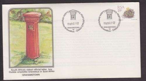 COM COVER ++ 1989 ++ "SA - OLDEST OFFICIAL LETTER BOX - GRAHAMSTOWN" ++ SEE BELOW