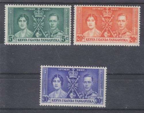 KUT ++ 1937 ++ "CORONATION OF KG VI" ++ SET OF 3 ++ FU ++ SG 128-130