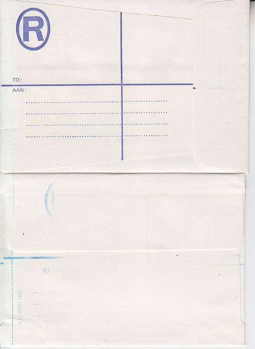 REGISTARD ENVELOPES VARIETIES ++ 2 x PRINTING PARTIALLY MISSING &  MISSING ++ SEE SCANS BELOW