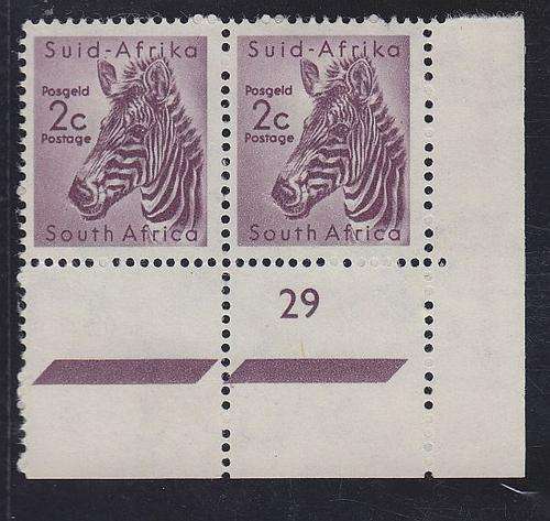 1961 ++ 2c "MOUNTAIN ZEBRA" ++ MARG PAIR WITH CYL NO - SEE BELOW ++ MNH ++ SACC 187