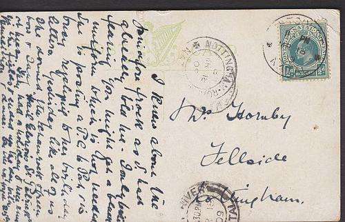 1909 ++ POSTCARD TO NOTTINGHAM - MOOIRIVER TRANSIT MARK - SEE SCANS BELOW