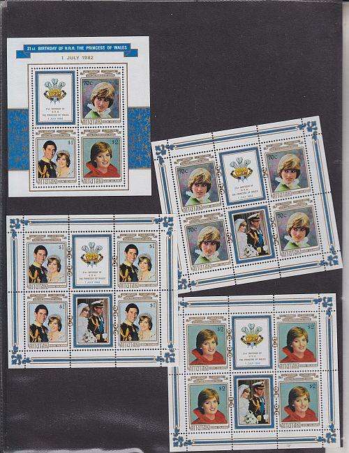 AITUTAKI ++ 1982 ++ "21st BIRTHDAY PRINCESS OF WALES" ++ 3 x FULL SHEETS & M/SHEET ++ SG 411- 414