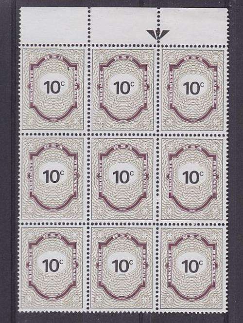 REVENUE ++ 1998 ++ 10c PURPLE & GOLD ++ ARROW BLOCK OF 9 ++ MNH ++ BT 152