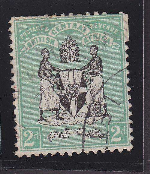 B.C.A. ++ 1895 ++ "ARMS OF PROTECTORATE" ++ 2d BLACK & GREEN ++ FU - SEE BELOW ++ SG 22