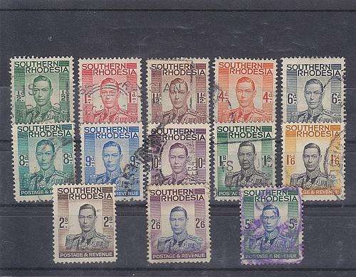 SOUTHERN RHOD ++ 1937 ++ KG VI ++ SET OF 13 - SEE BELOW ++ FU - 5s (FISCALLY) ++ SACC 42-54