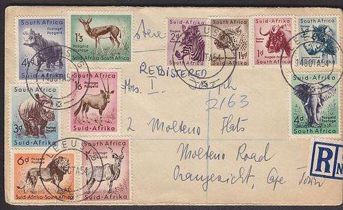 1954 ++ PRIV FDC ++ PART SET "ANIMAL DEF" 1/2d - 1/6 ++ PMK "LEEUSIG" REG "DORP ST" ++ SEE BELOW