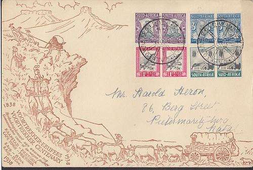 1933 ++ FDC ++ "VOORTREKKER MEMORIAL FUND" - CAPE TOWN PMK ++ ARR "VOORTREKKER MONUMENT" - SEE BELOW