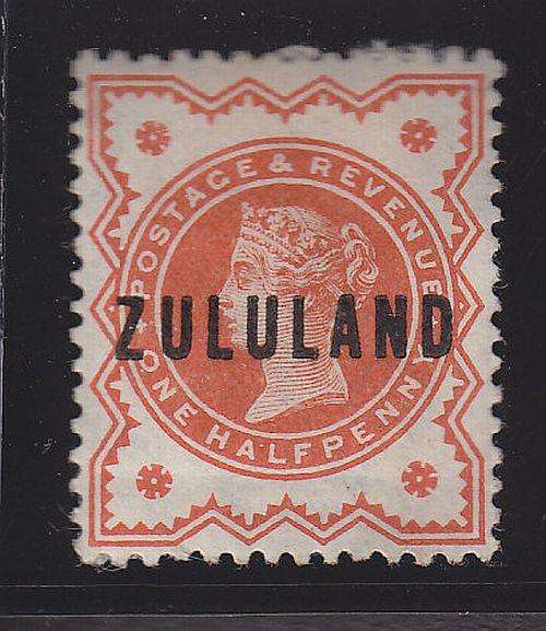 1888 ++ QV ++ OVPR "ZULULAND" ++ 1/2d DEEP VERMILLION ++ MH - SEE BELOW ++ SACC 1