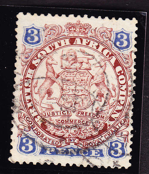 1896-97 ++ 3d CHOCOLATE & ULTRAMARINE (DIE I) ++ SACC 31