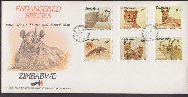 1989 ++ FDC ++ "ENDANGERD SPECIES OF ZIMBABWE" ++ SEE SCAN BELOW