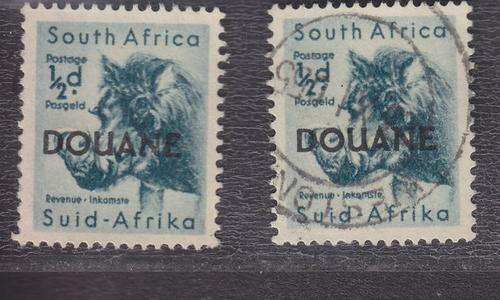 "DOUANE" ++ 1954 ++ 1/2d GREEN ++ MINT (NO GUM) & VFU ++ BT 43