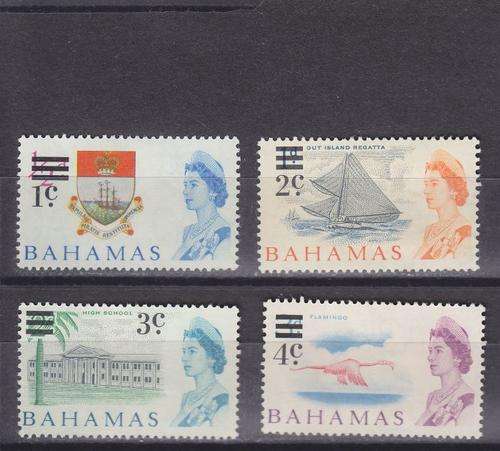 BAHAMAS ++ 1966 ++ "DECIMAL CURRENCY OVPT" ++ SHORT SET OF 4 - SEE BELOW ++ MHL ++ SACC 273-276