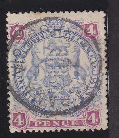 1897 ++ "ADD DEF ISSUE" ++ 4d ULTRAMARINE & CLARET ++ FU ++ SACC 62