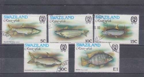 1980 ++ "RIVER FISH" ++ SET OF 5 ++ VFU ++ C/V R36 ++ SG 359-363