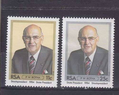 1984 ++ "INAUGURATION OF PRES P W BOTHA" ++ SET OF 2 ++ MH ++ SACC 575-576