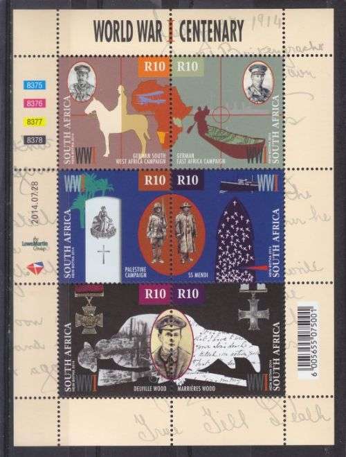 2014 ++ "CENT OF WW I" ++ SHEETLET OF 6 - SEE SCAN BELOW ++ MNH ++ C/V R180 ++ SACC 2267