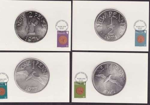 GUERNSEY ++ 1979 ++ "COINS" ++ SHORT SET OF 16 ++ 1st DAT PMK ++ SEE SCANS BELOW