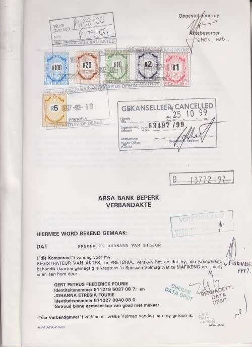 VERBANDAKTE (ABSA BANK) ++ 1997 ++ R138 REVENUE (R100, R10,R5 & R1 ALL 96, R20 - 93 & R2 -92)
