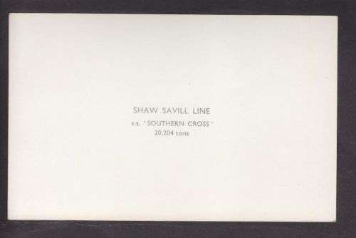 POST CARD (PHOTO?) - SHIPS ++ "S.S. SOUTHERN CROSS" ++ SEE SCANS BELOW