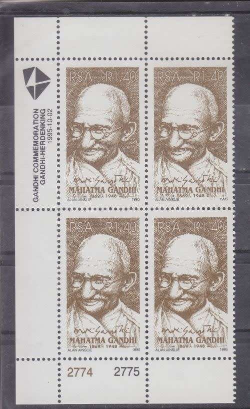 1995 ++ "MAHATMA GANDHI COMM." ++ C/BLOCK OF 4 ++ MNH ++ SACC 917