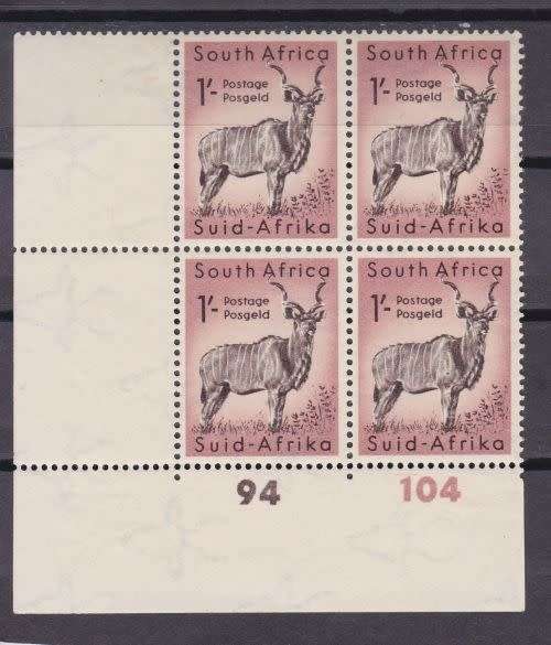 1954 ++ "DEF ISSUE" ++ 1s C/BLOCK NO 94 104 ++ MH ++ SACC 158