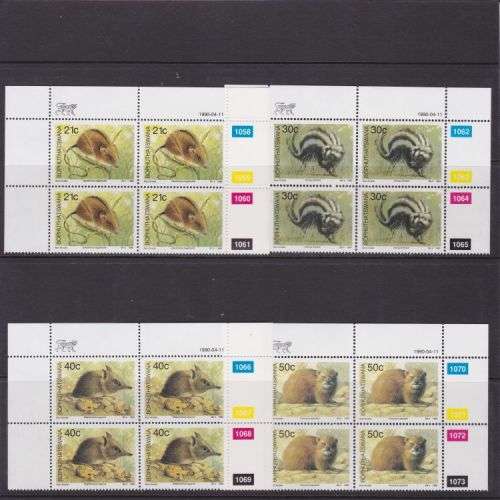 1990 ++ "SMALL MAMMALS" ++ SET OF C/BLOCKS ++ MNH ++ C/V R80 ++ SG 235-238