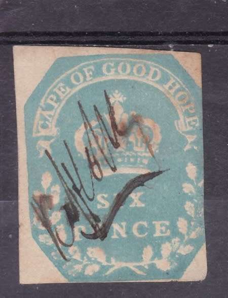 CGH  REVENUE  1864  EMBOSSED IN COLOUR  6d BLUE (2mm)  FU  BT 3A