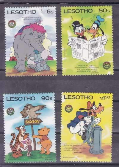 LESOTHO ++ 11985 ++ 150th BIRTH ANN OF MARK TWAIN" ++ SET OF 4 ++ MNH ++ SG 667-70