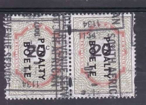 RSA ++ "PENALTY - BOETE" (DOWN) ++ 1997 ++ 20c PINK & GOLD ++ PAIR - FU ++ BT 92